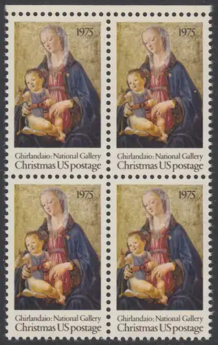 USA Michel 1190 / Scott 1579 postfrisch BLOCK RAND oben - Weihnachten; Madonna mit Kind