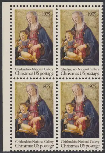 USA Michel 1190 / Scott 1579 postfrisch BLOCK ECKRAND oben links - Weihnachten; Madonna mit Kind