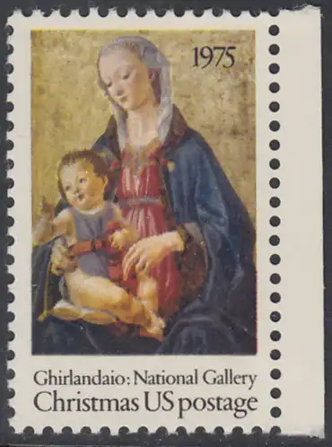 USA Michel 1190 / Scott 1579 postfrisch EINZELMARKE RAND rechts - Weihnachten; Madonna mit Kind