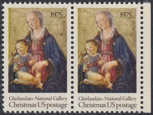 USA Michel 1190 / Scott 1579 postfrisch horiz.PAAR RAND rechts - Weihnachten; Madonna mit Kind