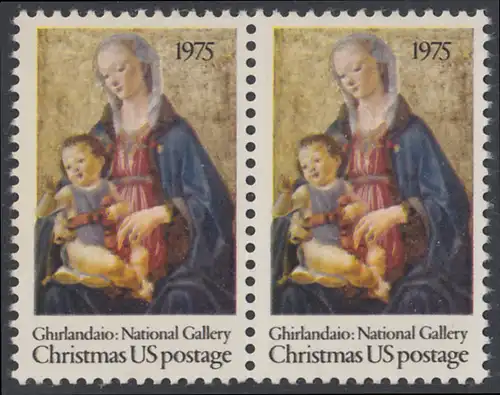 USA Michel 1190 / Scott 1579 postfrisch horiz.PAAR - Weihnachten; Madonna mit Kind