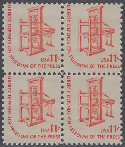 USA Michel 1192 / Scott 1593 postfrisch BLOCK - Americana-Ausgabe: Druckpresse