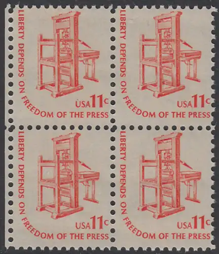 USA Michel 1192 / Scott 1593 postfrisch BLOCK RÄNDER links - Americana-Ausgabe: Druckpresse