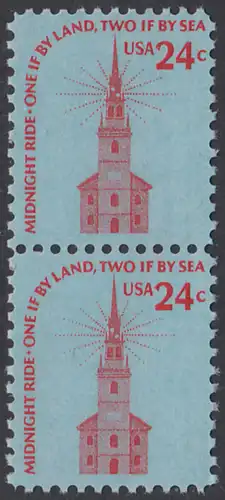 USA Michel 1193 / Scott 1603 postfrisch vert,PAAR - Americana-Ausgabe: Alte Nordkirche, Boston
