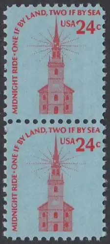 USA Michel 1193 / Scott 1603 postfrisch vert.PAAR (a1) - Americana-Ausgabe: Alte Nordkirche, Boston