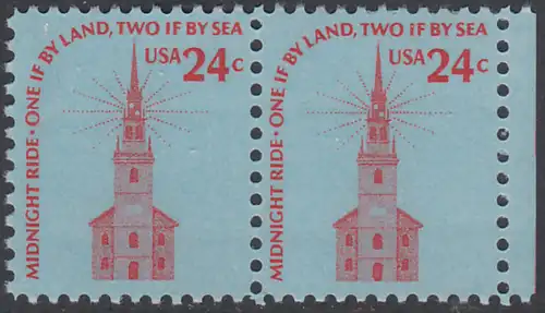 USA Michel 1193 / Scott 1603 postfrisch horiz.PAAR RAND rechts - Americana-Ausgabe: Alte Nordkirche, Boston