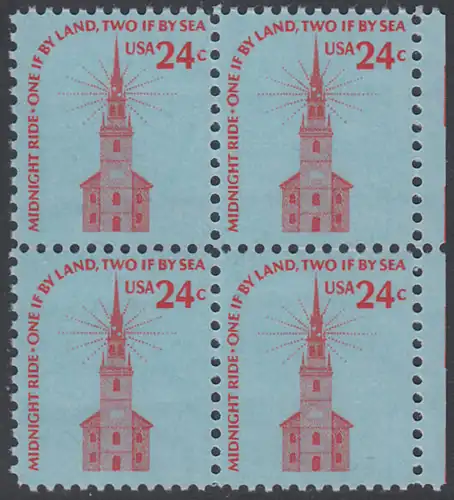 USA Michel 1193 / Scott 1603 postfrisch BLOCK RÄNDER rechts - Americana-Ausgabe: Alte Nordkirche, Boston