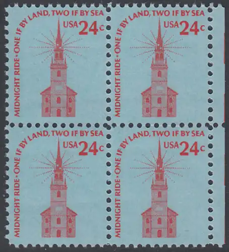 USA Michel 1193 / Scott 1603 postfrisch vert.BLOCK(6) - Americana-Ausgabe: Alte Nordkirche, Boston