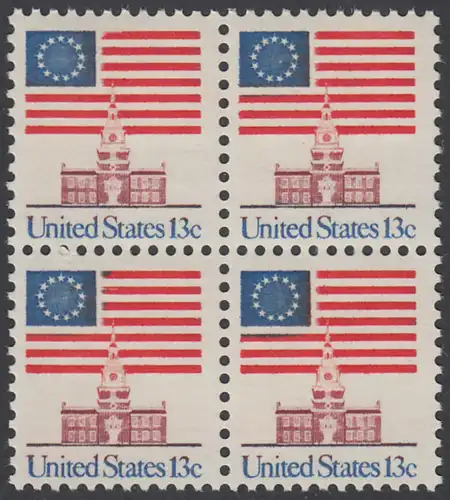 USA Michel 1194 / Scott 1622 postfrisch BLOCK - Altes Sternenbanner und Unabhängigkeitshalle, Philadelphia