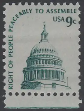 USA Michel 1195 / Scott 1591 postfrisch EINZELMARKE RAND unten - Americana-Ausgabe: Kuppel des Kongressgebäudes in Washington, DC