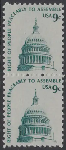 USA Michel 1195 / Scott 1591 postfrisch vert.PAAR - Americana-Ausgabe: Kuppel des Kongressgebäudes in Washington, DC