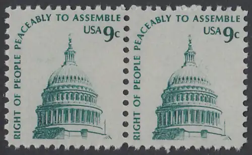 USA Michel 1195 / Scott 1591 postfrisch horiz.PAAR - Americana-Ausgabe: Kuppel des Kongressgebäudes in Washington, DC