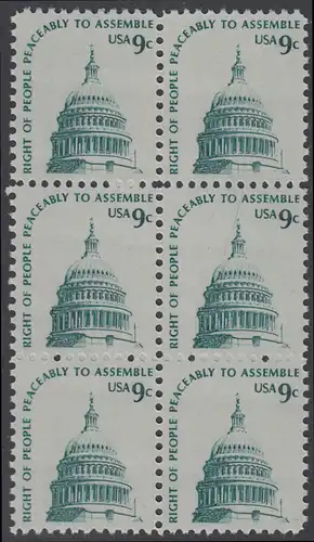 USA Michel 1195 / Scott 1591 postfrisch vert.BLOCK(6) - Americana-Ausgabe: Kuppel des Kongressgebäudes in Washington, DC