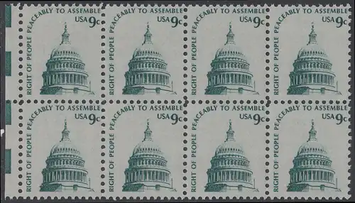 USA Michel 1195 / Scott 1591 postfrisch horiz.BLOCK(8) RÄNDER links - Americana-Ausgabe: Kuppel des Kongressgebäudes in Washington, DC