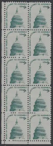 USA Michel 1195 / Scott 1591 postfrisch vert.BLOCK(10) ECKRAND unten links - Americana-Ausgabe: Kuppel des Kongressgebäudes in Washington, DC