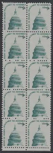 USA Michel 1195 / Scott 1591 postfrisch vert.BLOCK(10) RÄNDER unten - Americana-Ausgabe: Kuppel des Kongressgebäudes in Washington, DC