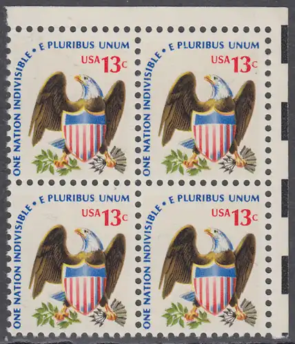 USA Michel 1196 / Scott 1596 postfrisch BLOCK ECKRAND oben rechts - Americana-Ausgabe: Adler mit Wappenschild