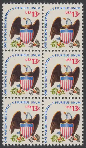 USA Michel 1196 / Scott 1596 postfrisch vert.BLOCK(6) - Americana-Ausgabe: Adler mit Wappenschild