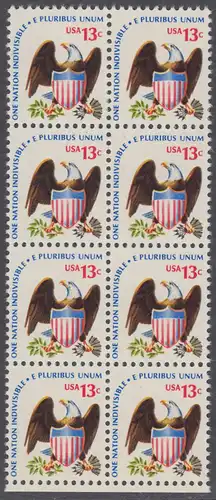 USA Michel 1196 / Scott 1596 postfrisch vert.BLOCK(8) RÄNDER unten - Americana-Ausgabe: Adler mit Wappenschild