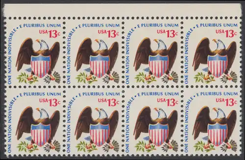 USA Michel 1196 / Scott 1596 postfrisch horiz.BLOCK(8) RÄNDER oben - Americana-Ausgabe: Adler mit Wappenschild