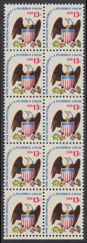 USA Michel 1196 / Scott 1596 postfrisch vert.BLOCK(10) RÄNDER unten - Americana-Ausgabe: Adler mit Wappenschild