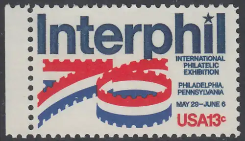 USA Michel 1202 / Scott 1632 postfrisch EINZELMARKE RAND links (a2) - Internationale Briefmarkenausstellung „Interphil“, Philadelphia