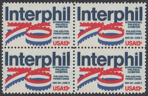 USA Michel 1202 / Scott 1632 postfrisch BLOCK - Internationale Briefmarkenausstellung „Interphil“, Philadelphia