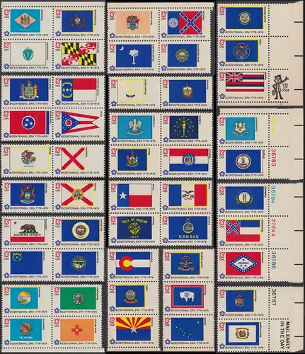 USA Michel 1203-1252 / Scott 1633-1682 postfrisch SATZ(50) EINZELMARKEN - Unabhängigkeit der Vereinigten Staaten von Amerika: Flaggen der 50 Staaten