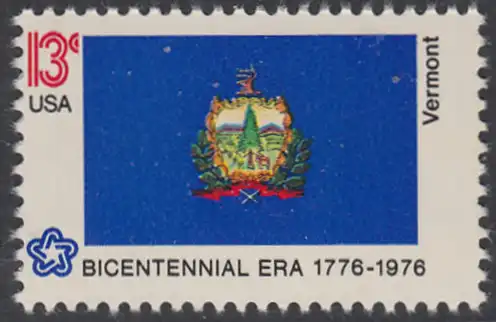 USA Michel 1216 / Scott 1646 postfrisch EINZELMARKE - Unabhängigkeit der Vereinigten Staaten von Amerika: Flaggen der 50 Staaten; Vermont