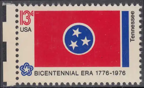 USA Michel 1218 / Scott 1648 postfrisch EINZELMARKE RAND links - Unabhängigkeit der Vereinigten Staaten von Amerika: Flaggen der 50 Staaten; Tennessee