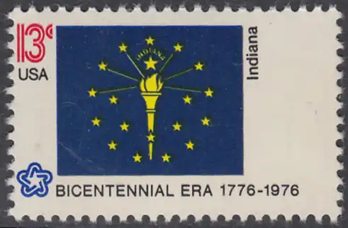 USA Michel 1221 / Scott 1651 postfrisch EINZELMARKE - Unabhängigkeit der Vereinigten Staaten von Amerika: Flaggen der 50 Staaten; Indiana
