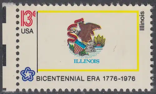 USA Michel 1223 / Scott 1653 postfrisch EINZELMARKE RAND links - Unabhängigkeit der Vereinigten Staaten von Amerika: Flaggen der 50 Staaten; Illinois