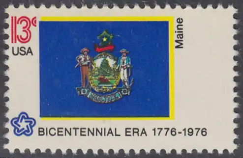 USA Michel 1225 / Scott 1655 postfrisch EINZELMARKE - Unabhängigkeit der Vereinigten Staaten von Amerika: Flaggen der 50 Staaten; Maine