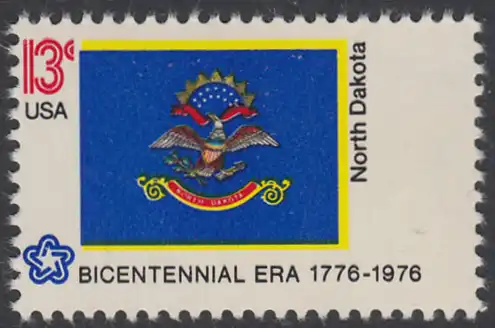 USA Michel 1241 / Scott 1671 postfrisch EINZELMARKE - Unabhängigkeit der Vereinigten Staaten von Amerika: Flaggen der 50 Staaten; North Dakota