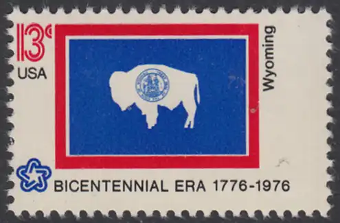 USA Michel 1246 / Scott 1676 postfrisch EINZELMARKE - Unabhängigkeit der Vereinigten Staaten von Amerika: Flaggen der 50 Staaten; Wyoming