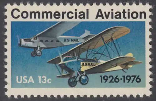 USA Michel 1254 / Scott 1684 postfrisch EINZELMARKE - 50 Jahre kommerzieller Luftpostdienst; Flugzeuge der Typen Stout Air Pullman und Laird Swallow