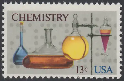 USA Michel 1255 / Scott 1685 postfrisch EINZELMARKE - 100 Jahre Amerikanische Chemiegesellschaft; Laborgefäße vor Lochstreifen