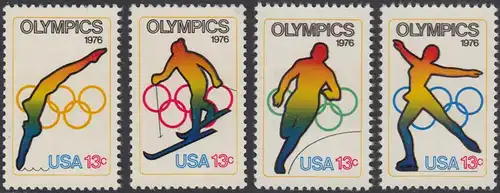USA Michel 1282-1285 / Scott 1695-1698 postfrisch SATZ(4) EINZELMARKEN - Olympische Spiele 1976, Innsbruck und Montreal