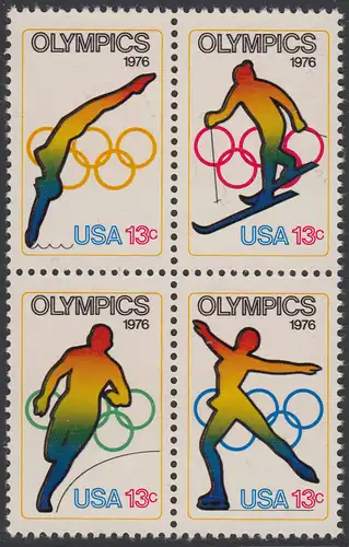 USA Michel 1282-1285 / Scott 1695-1698 postfrisch BLOCK - Olympische Spiele 1976, Innsbruck und Montreal