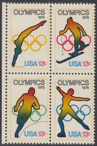 USA Michel 1282-1285 / Scott 1695-1698 postfrisch BLOCK RÄNDER links (a1) - Olympische Spiele 1976, Innsbruck und Montreal