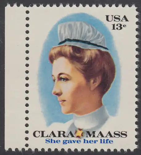 USA Michel 1286 / Scott 1699 postfrisch EINZELMARKE RAND links - Clara Maass, Krankenschwester