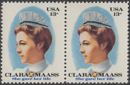 USA Michel 1286 / Scott 1699 postfrisch horiz.PAAR - Clara Maass, Krankenschwester