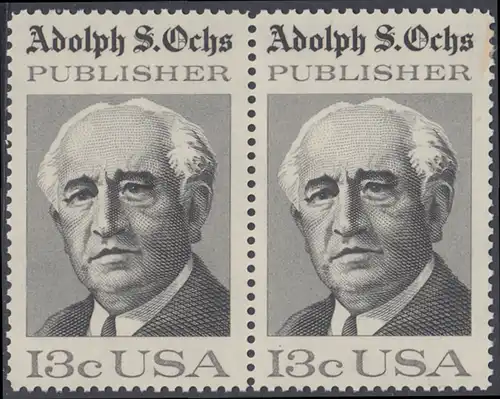 USA Michel 1287 / Scott 1700 postfrisch horiz.PAAR - 125 Jahre Zeitung „New York Times“; Adolph S. Ochs, Journalist und Verleger