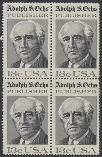 USA Michel 1287 / Scott 1700 postfrisch BLOCK - 125 Jahre Zeitung „New York Times“; Adolph S. Ochs, Journalist und Verleger