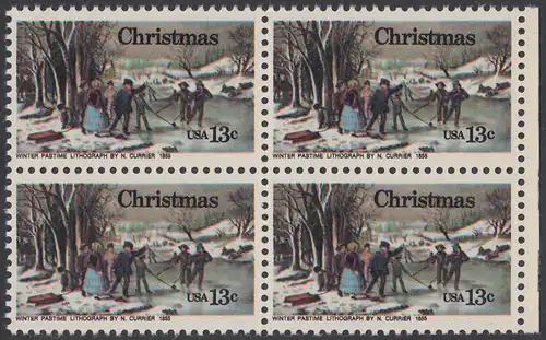 USA Michel 1288 / Scott 1702 postfrisch BLOCK RÄNDER rechts - Weihnachten; Winterfreuden 