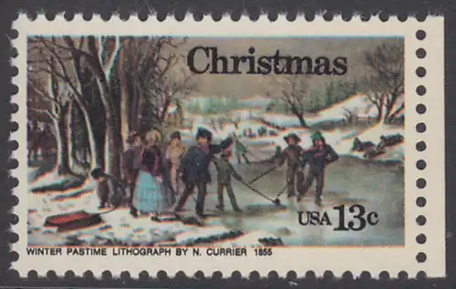 USA Michel 1288 / Scott 1702 postfrisch EINZELMARKE RAND rechts - Weihnachten; Winterfreuden 
