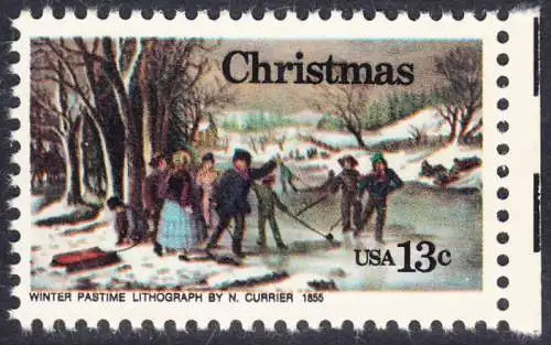 USA Michel 1288 / Scott 1702 postfrisch EINZELMARKE RAND rechts (a1) - Weihnachten; Winterfreuden 