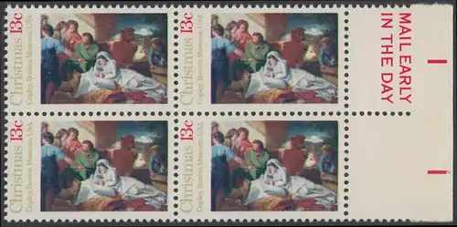 USA Michel 1289 / Scott 1701 postfrisch BLOCK RÄNDER rechts m/ Mail Early-Vermerk - Weihnachten; Geburt Christi 