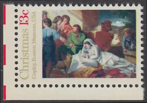 USA Michel 1289 / Scott 1701 postfrisch EINZELMARKE ECKRAND unten links - Weihnachten; Geburt Christi 