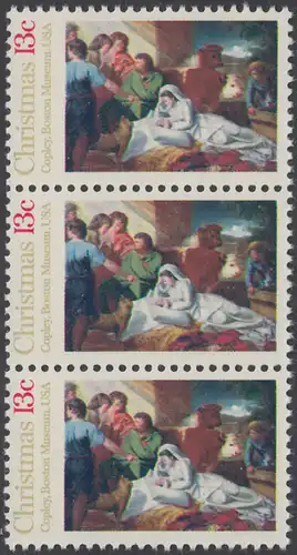 USA Michel 1289 / Scott 1701 postfrisch vert.STRIP(3) - Weihnachten; Geburt Christi 